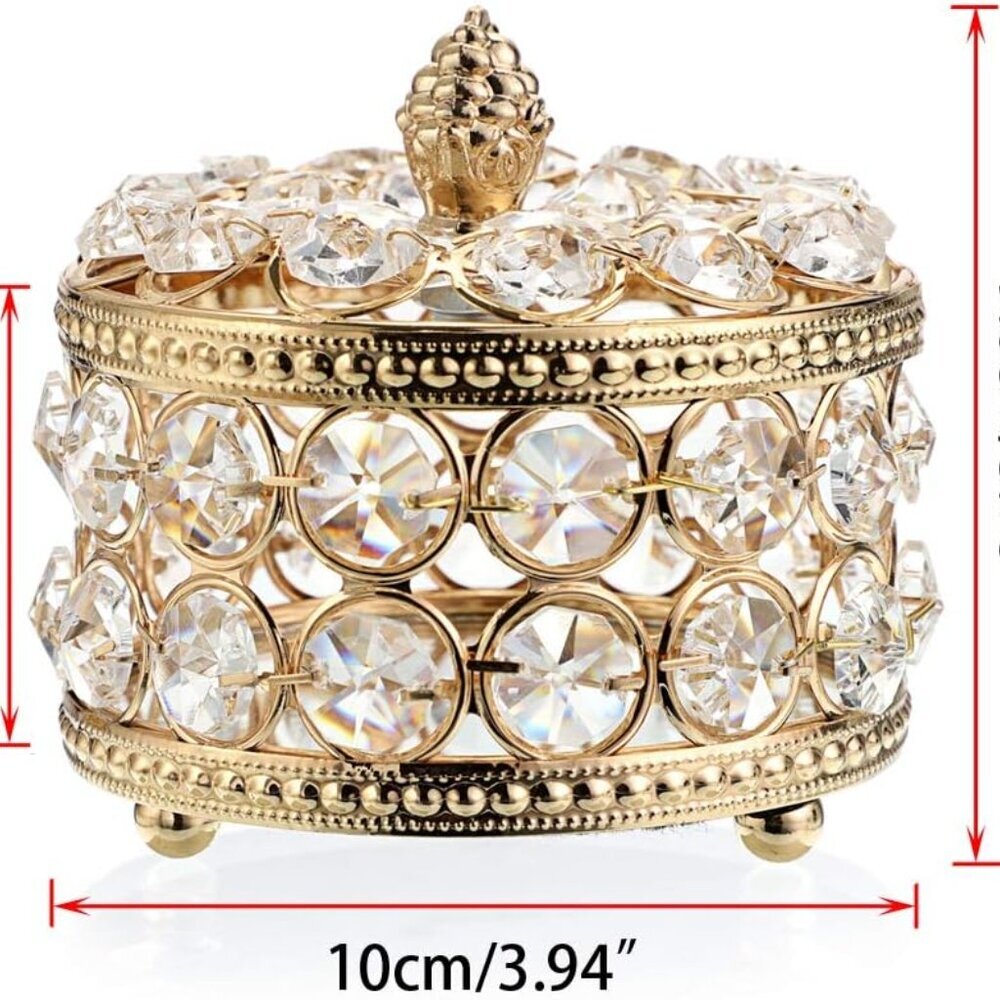 Crystal Mirrored Jewelry Box Jewelry Trinket Organizer Box Home Decor Ring Earri - Picture 6 of 9